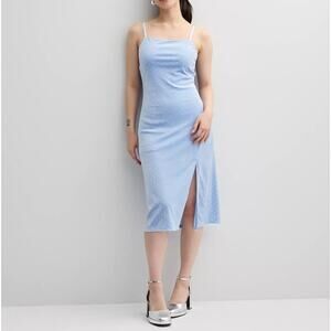 Love, Fire Baby Blue Studded Velvet Dress Juniors XL NWT Bodycon Midi Length‎